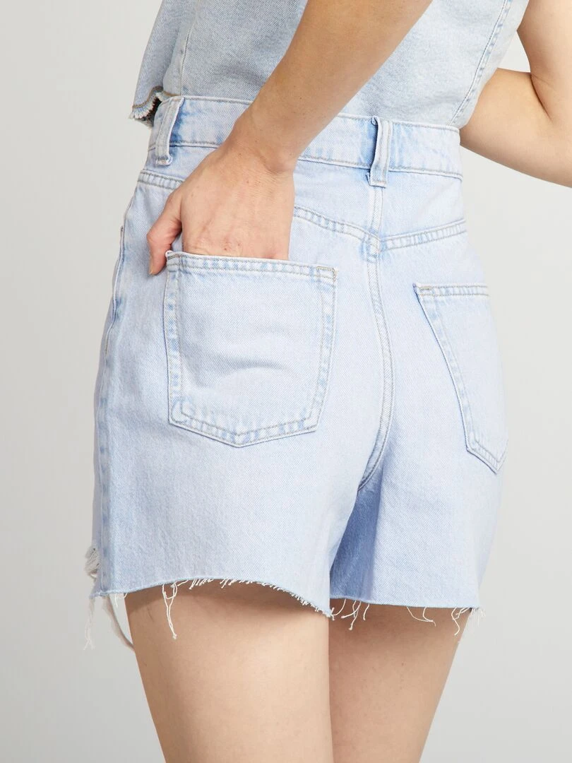 Short en jean taille haute   Bleu