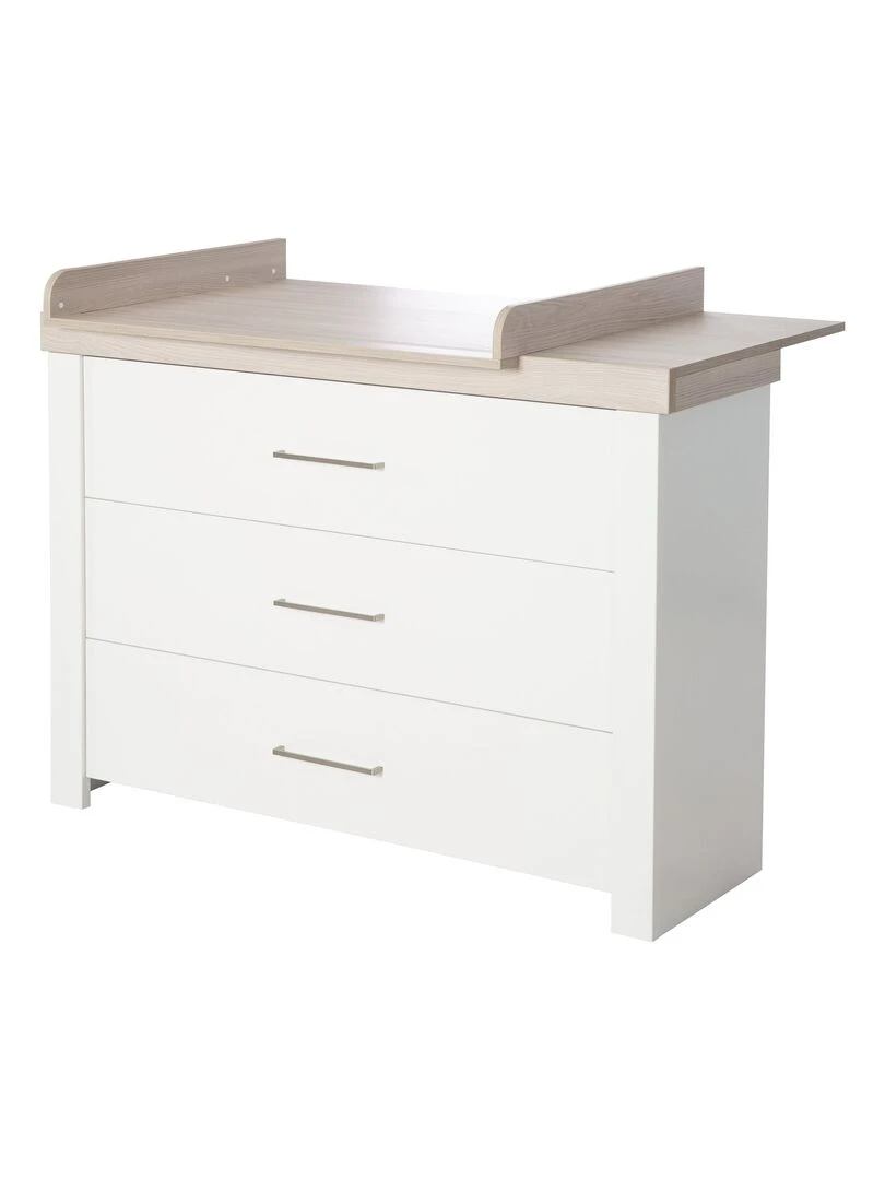 ROBA Commode à langer "Lucy" avec Plan Amovible 3 Tiroirs à Fermeture Amortie Hauteur 90 cm Blanc
