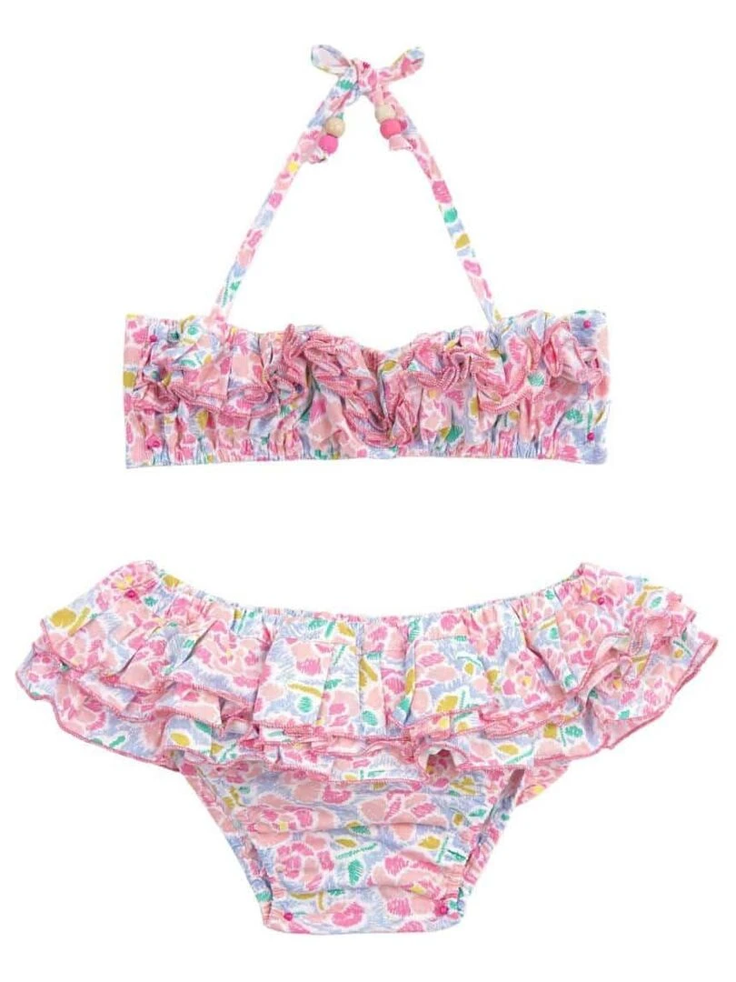 Maillot de Bain 2 Pièces Fille Fleuri Liberty Rose SWAN 'LA FAUTE A VOLTAIRE' Rose clair