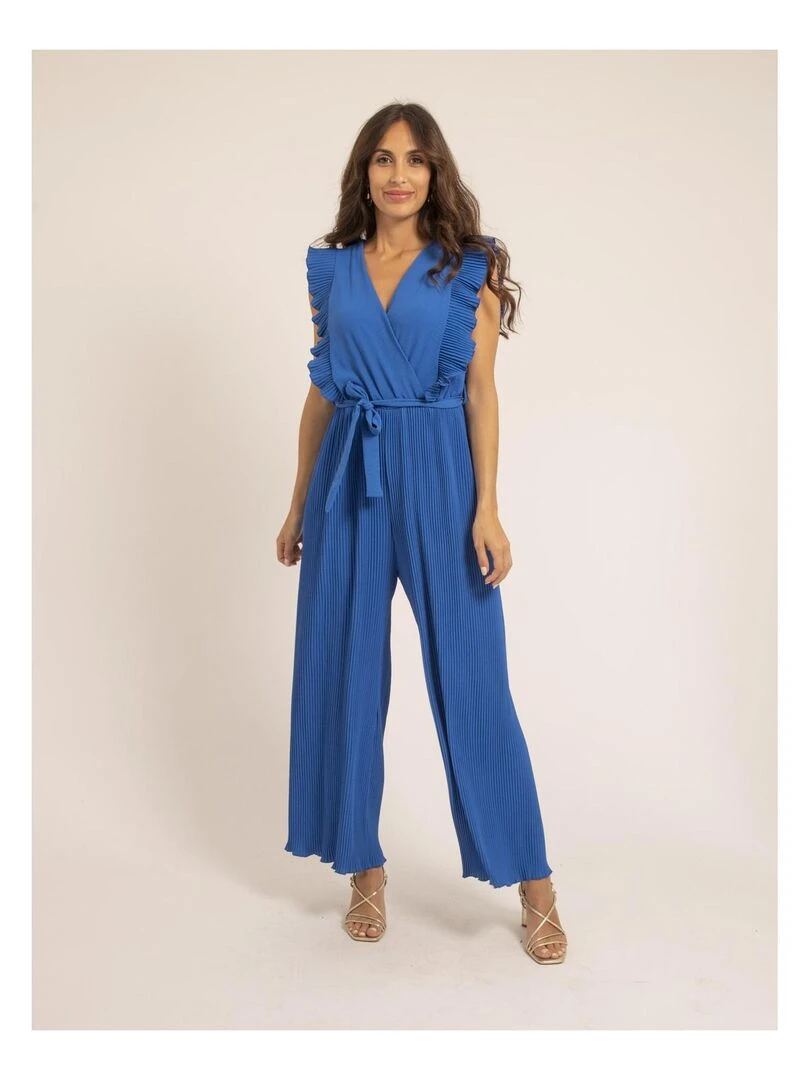 Combi pantalon plissée EDENA   Bleu roi