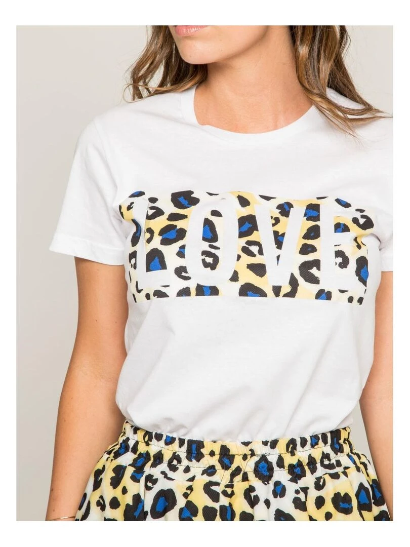 T shirt col rond message FOVE Jaune