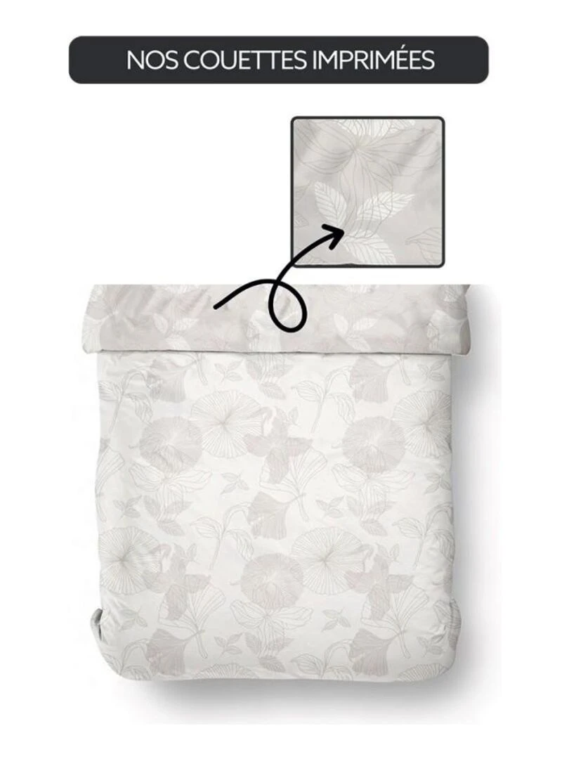 Couette imprimée 220x240 cm Today 1.4 feuilles gris   Blanc