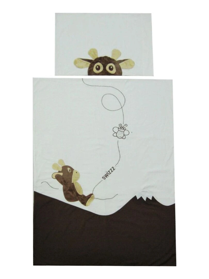 Steff Swissy housse de couette avec taie Blanc Marron