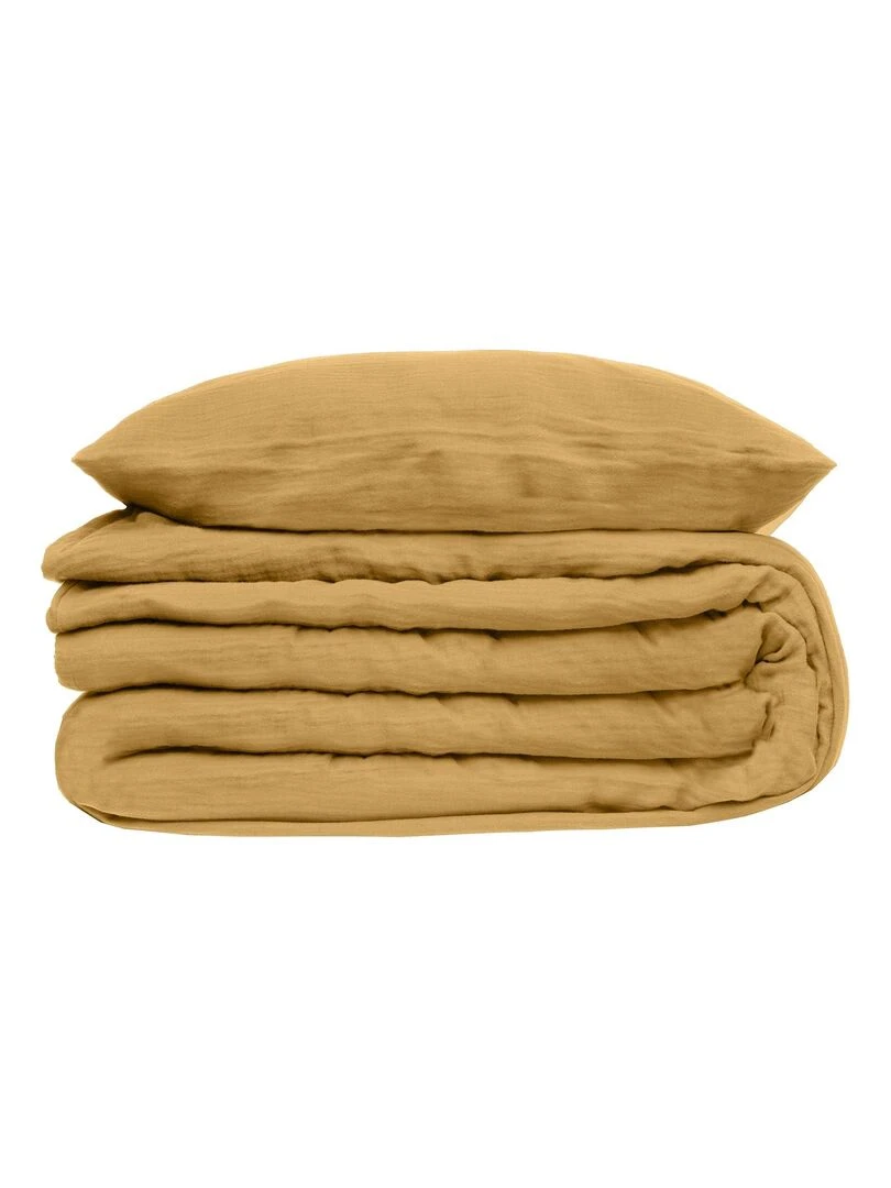 Parure de lit en double gaze de coton Jaune