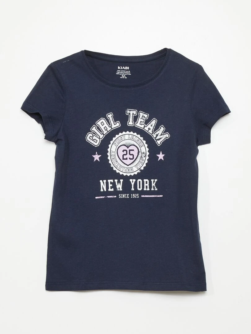Lot de 3 t shirts imprimés   Blanc/violet/ marine