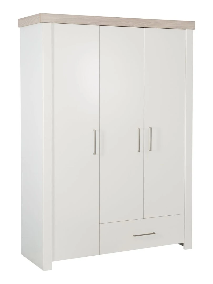 ROBA Armoire "Lucy" 3 portes – corps blanc – éléments décoratifs en decor orme lunaire Blanc