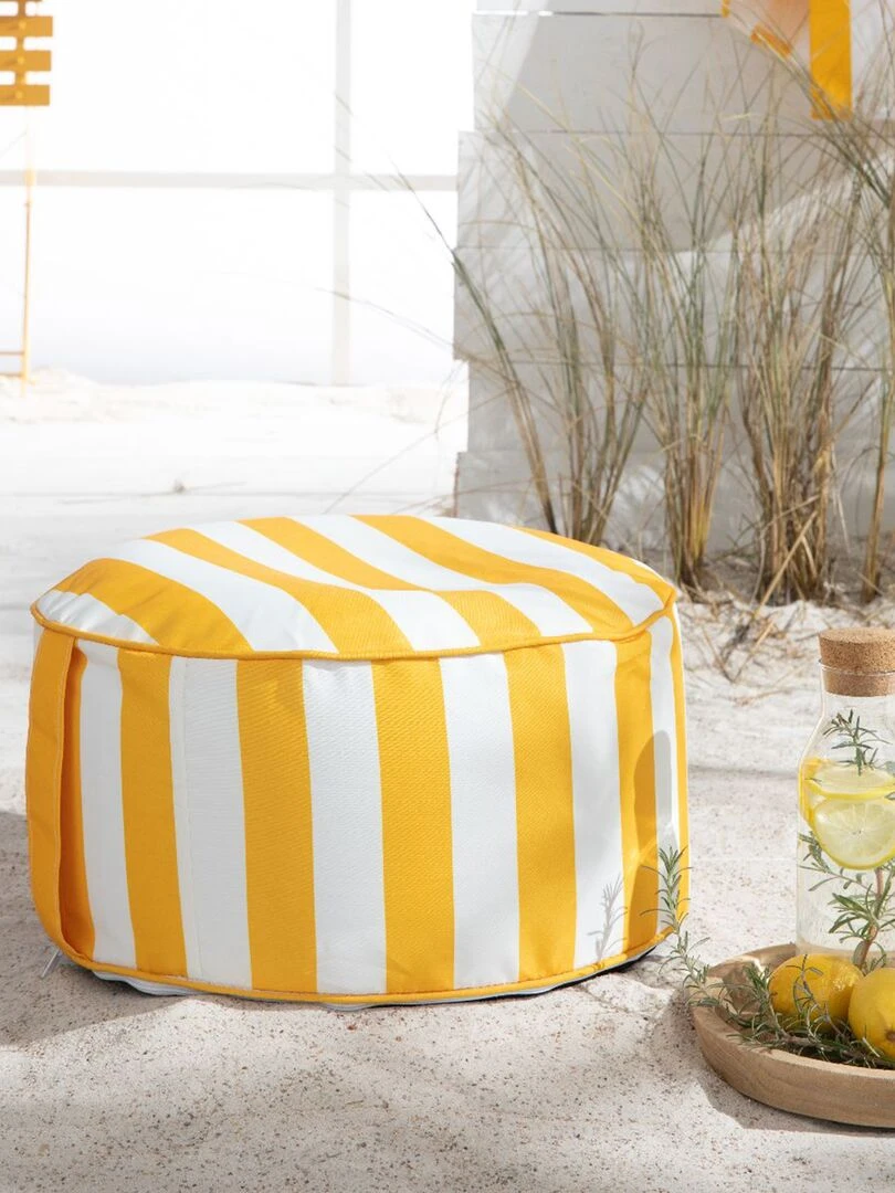 Pouf gonflable à rayures Jaune