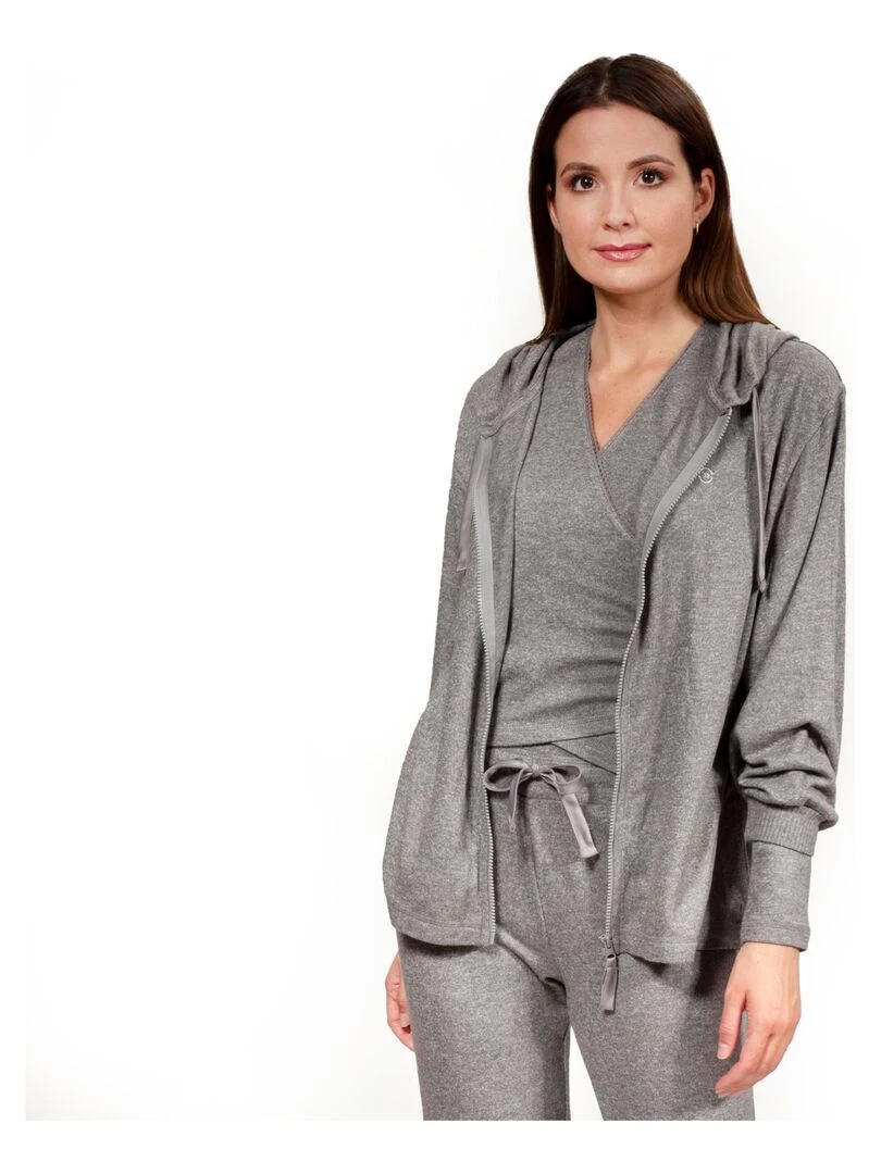 Sweat shirt à capuche Femme Gris chiné Gris