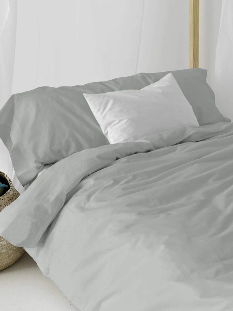 Parure housse de couette 2 pièces Basic "Happyfriday" Gris