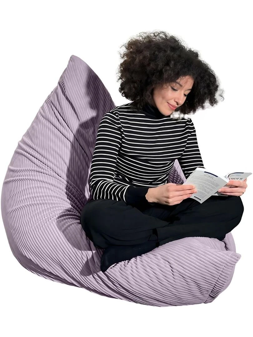 Pouf en Velours Côtelé   Chic  Doux et Déhoussable   Bananair   Rose