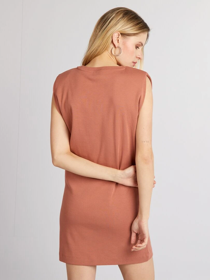 Robe courte côtelée et sans manches   Rose