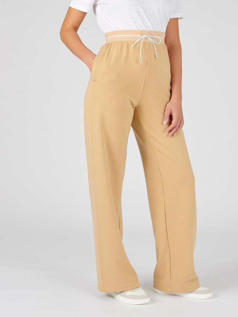 Pantalon large en molleton gratté Happy D. by Damart Beige chiné
