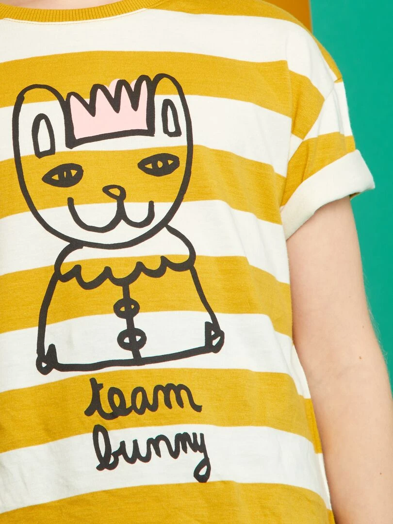 Tee shirt à col rond X Little Bad Wolf   Moutarde/blanc