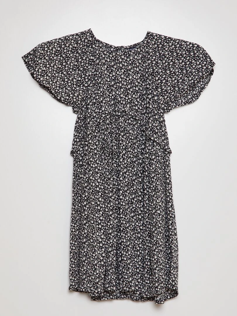 Robe imprimée à volant Noir
