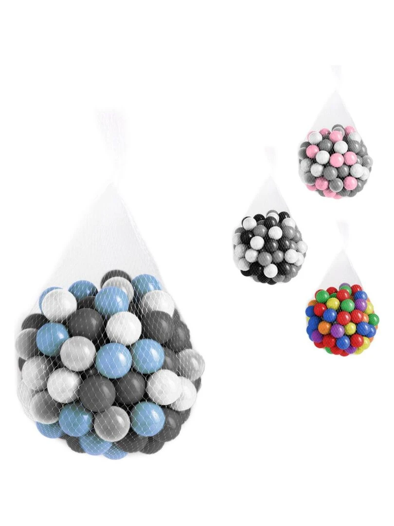 Lot de 5 sacs de 100 balles Bleu gris blanc et transparent Bleu