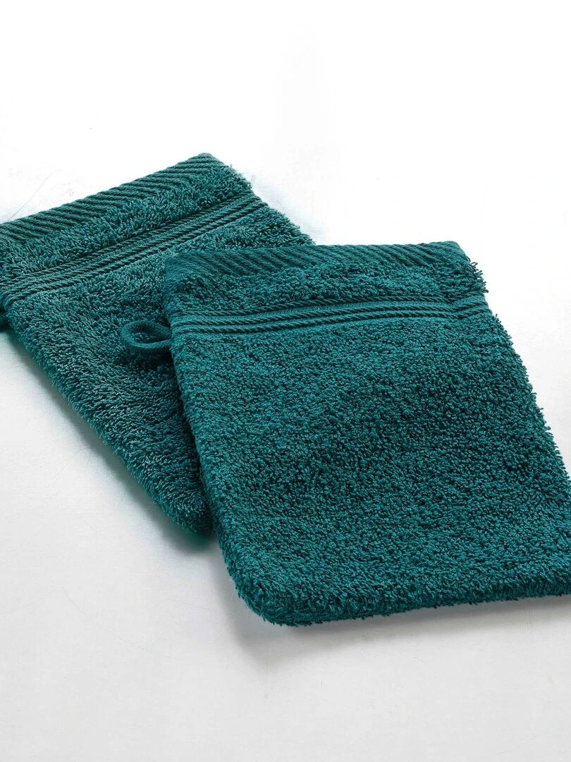 Lot de 2 gants de toilette Tendresse Vert émeraude