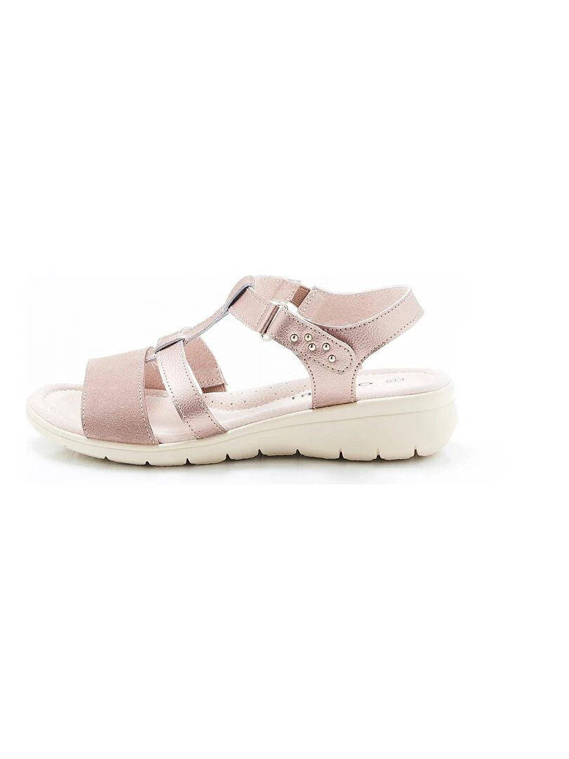 Sandales bi matières Damart Or rose