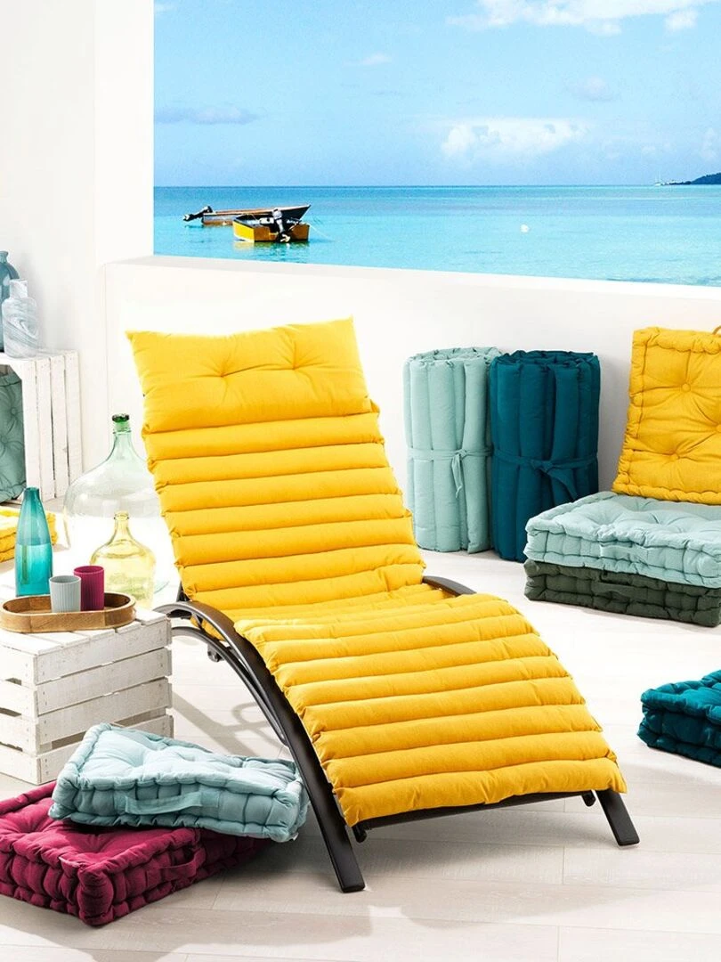 Matelas de sol + pompons 60x120 cm coton uni Pacifique menthe   Vert