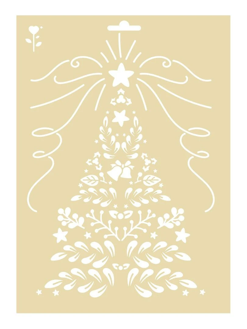Pochoir de Noël A4   Sapin floral   N/A