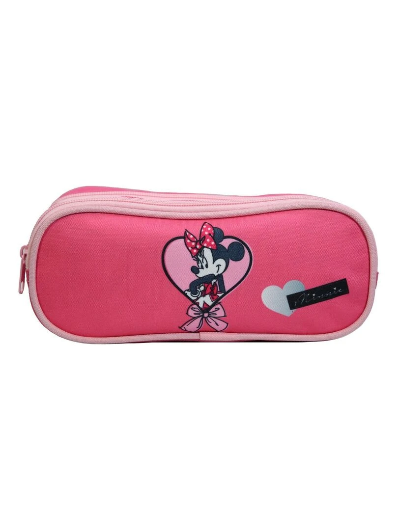 Trousse scolaire 2 compartiments Disney Minnie Coeur Rose Bagtrotter Rose