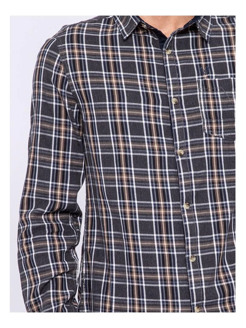 Chemise manches longues carreaux pur coton TILOUP   Marron