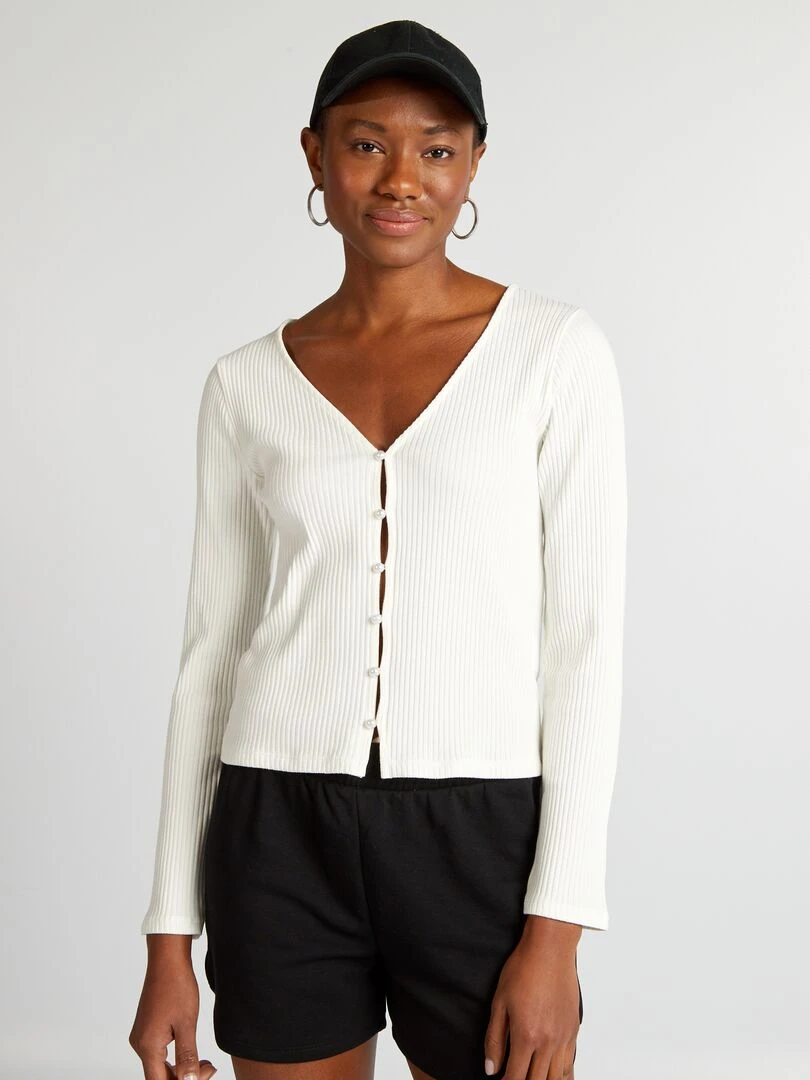 Gilet en jersey côtelé Blanc