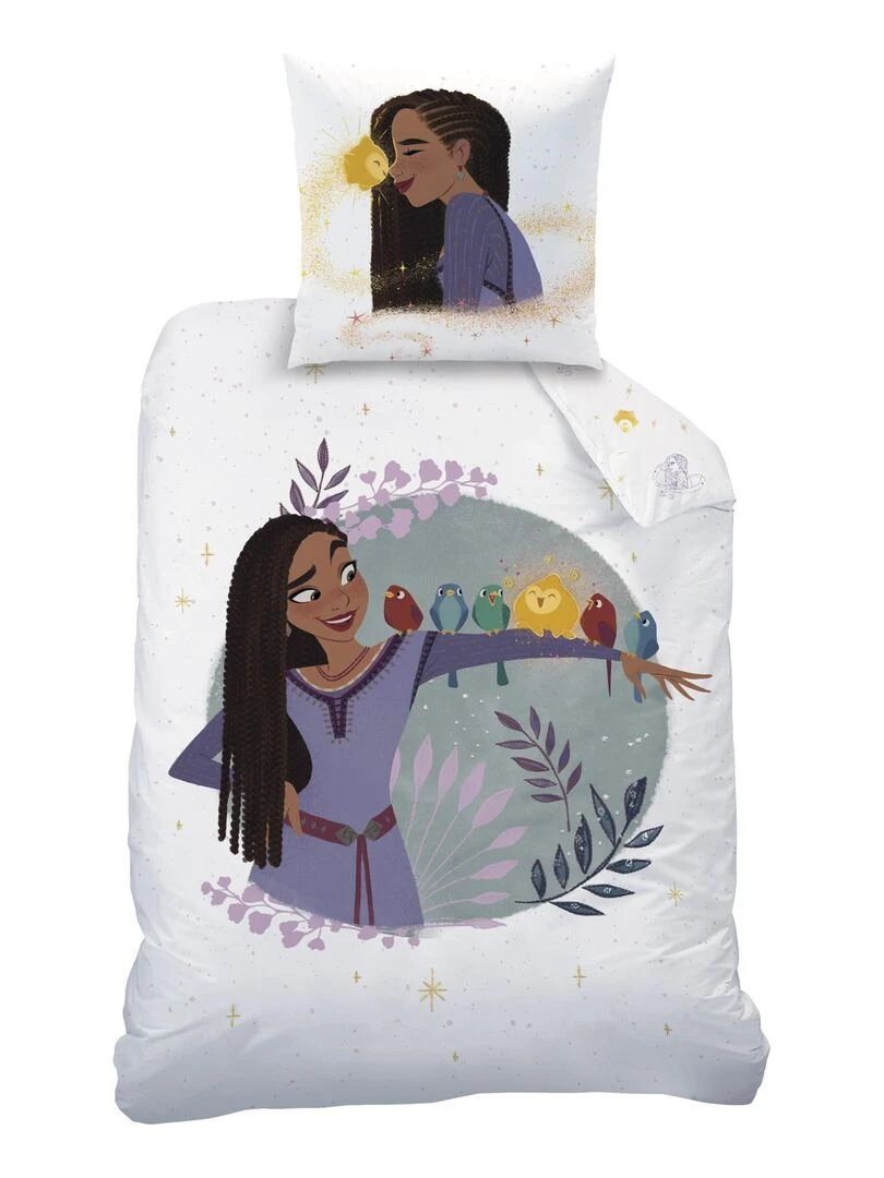 Parure de lit imprimée 100% coton  DISNEY WISH ASHA   Blanc