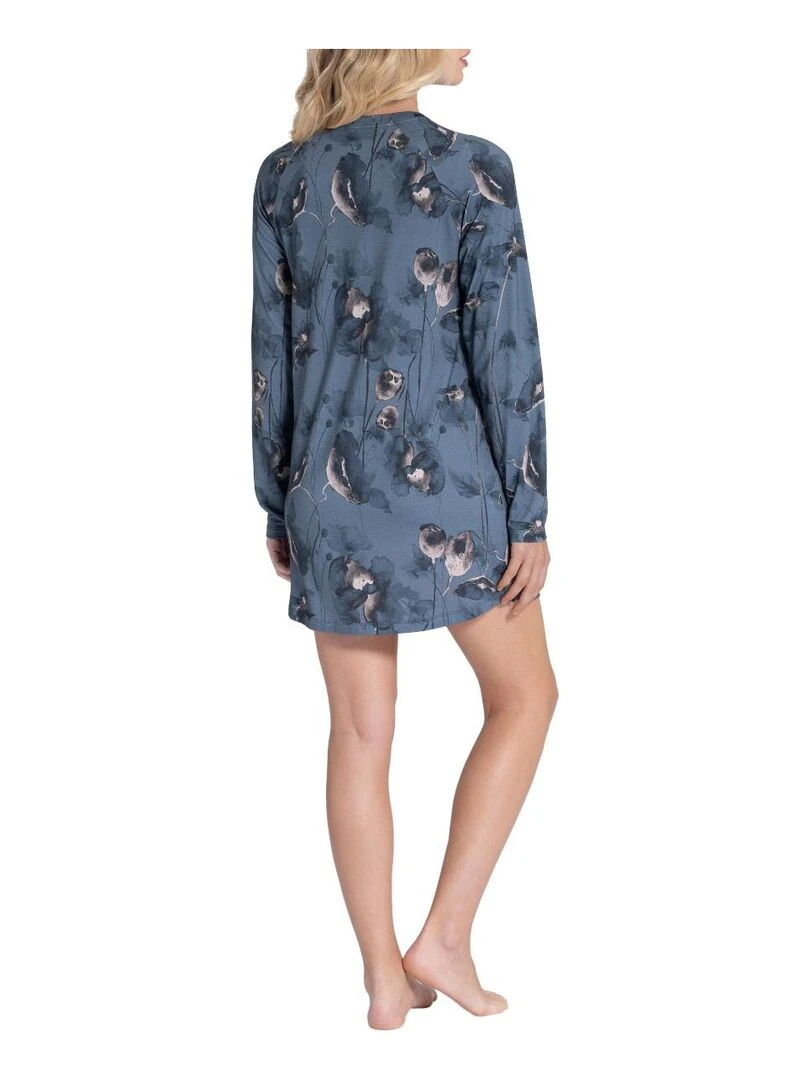 Chemise de nuit courte à motif floral Asaka   Bleu