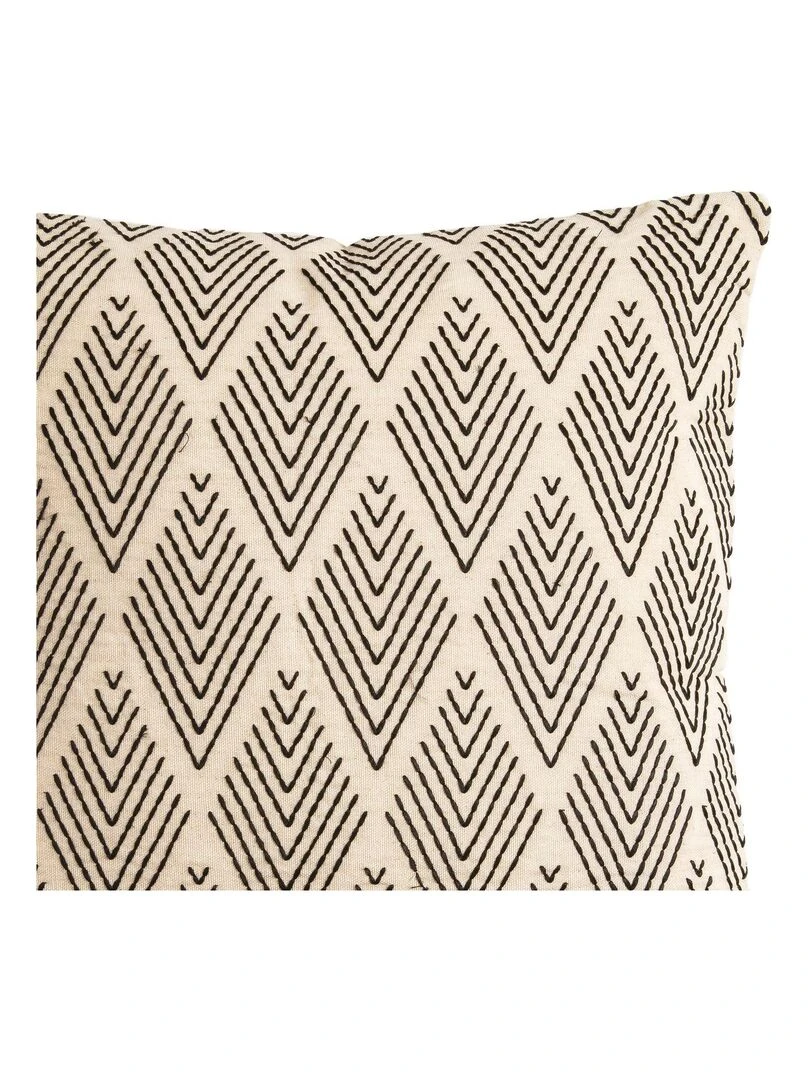 Coussin en coton RAOUL brodé 'Deko&co' Beige/Noir
