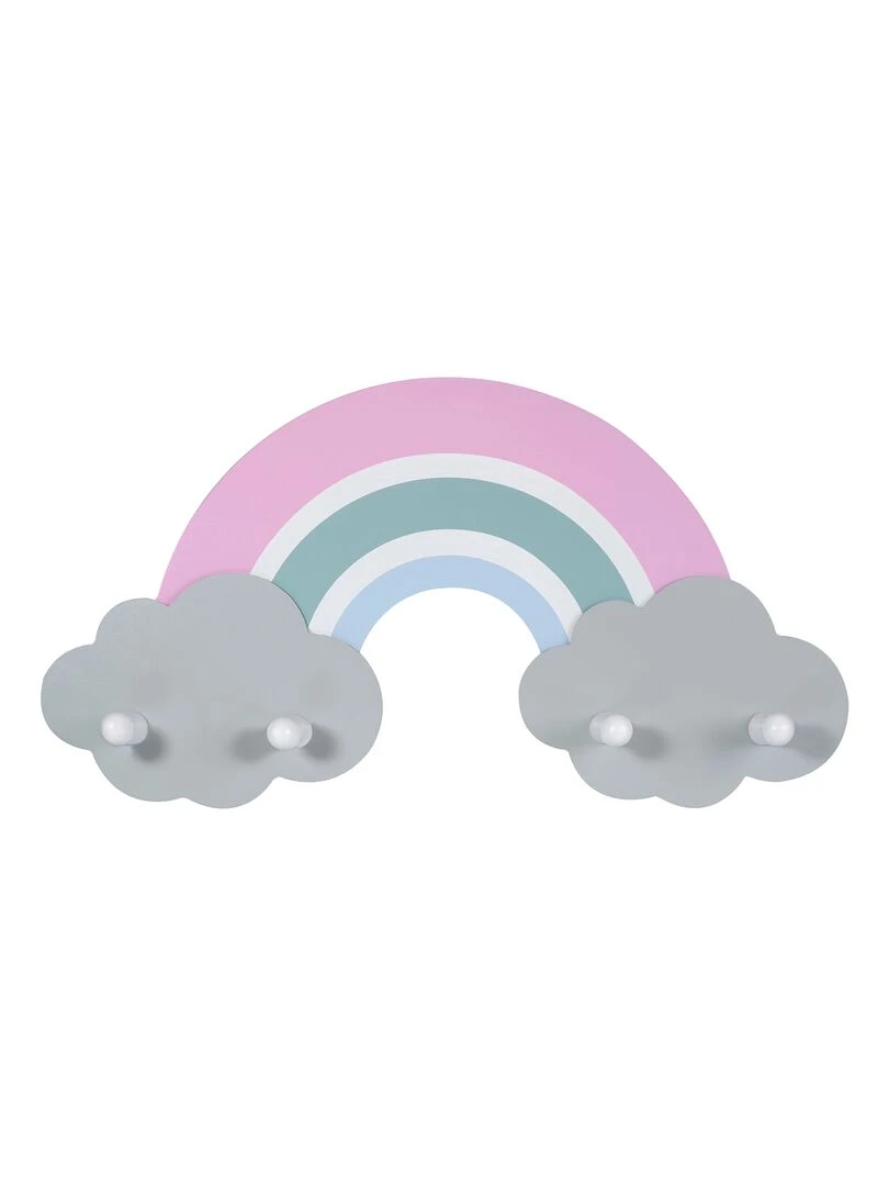 Porte manteau mural forme arc en ciel en bois Rose pâle