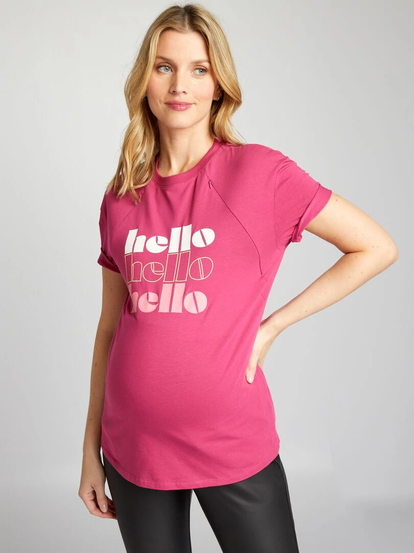 T shirt d'allaitement à ouvertures Fuschia