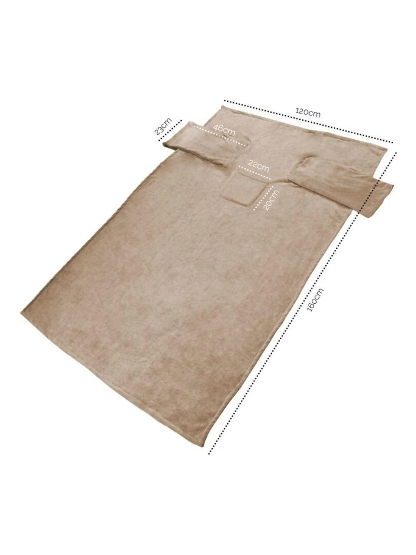 Couverture polaire plaid intégral avec manches et poche Enfant Vivezen Beige