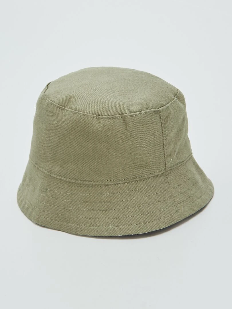 Bob réversible en coton effet denim   Kaki