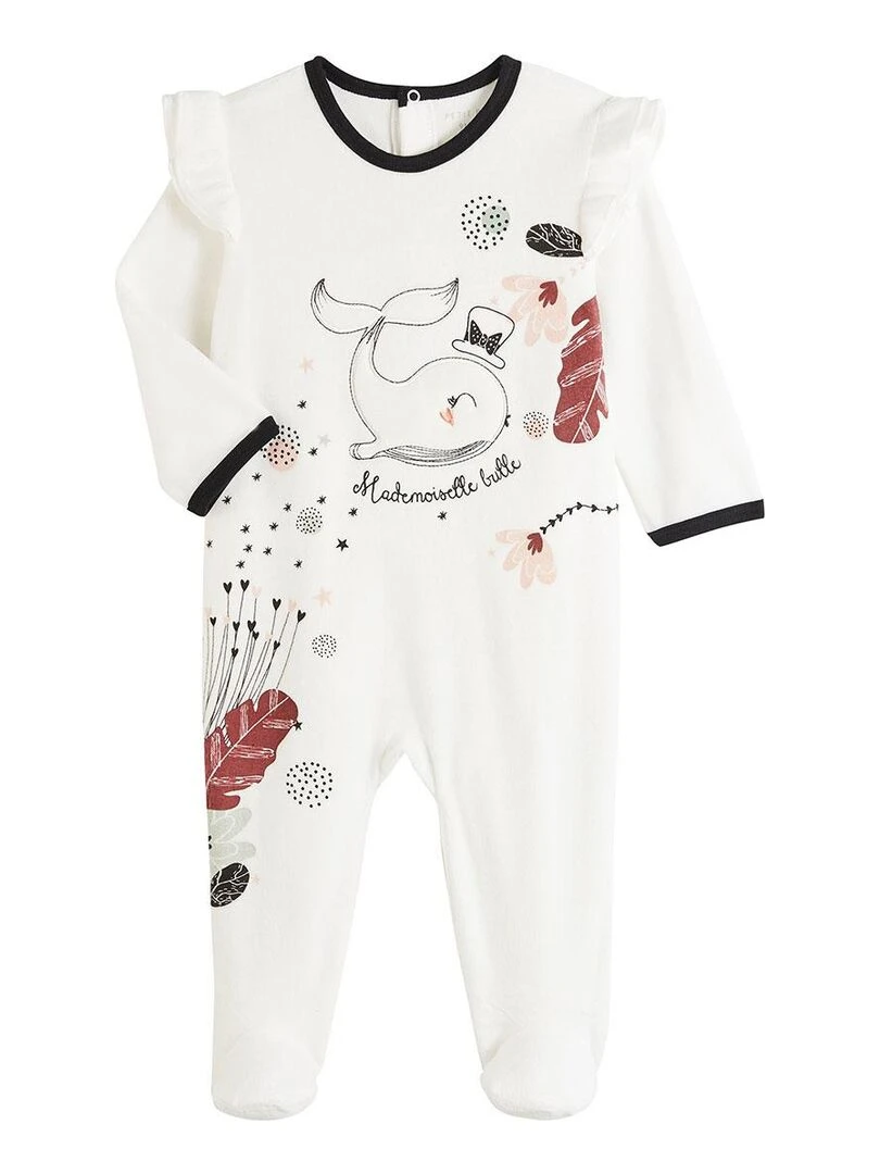 Pyjama bébé en velours Bulle Ecru