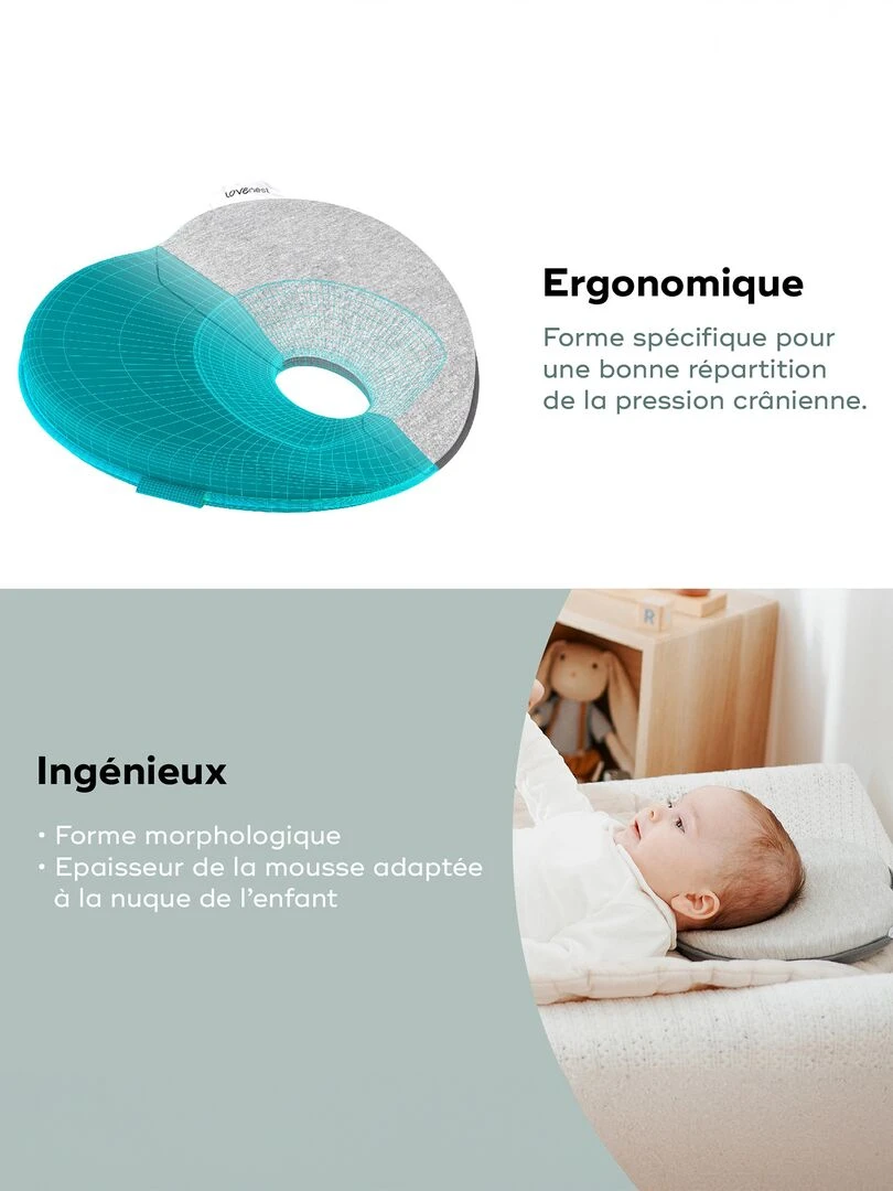 Coussin cale tête 'Badabulle'   Gris