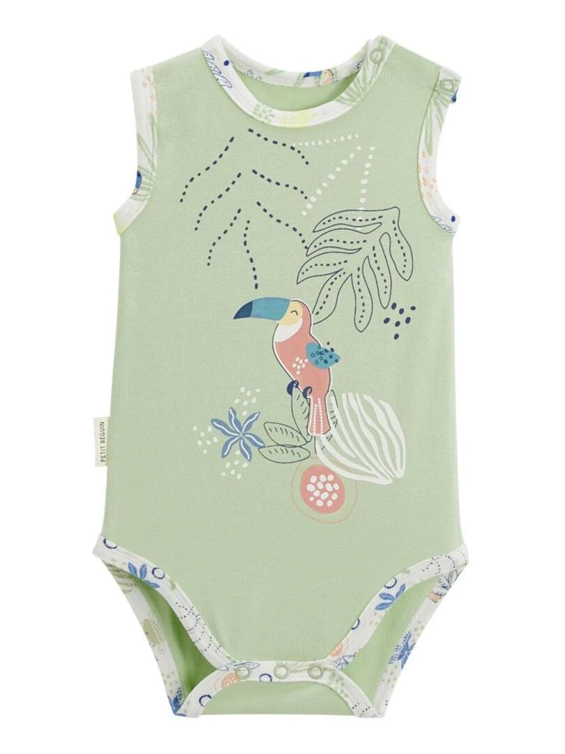 Lot de 2 bodies bébé sans manches Moka   Vert