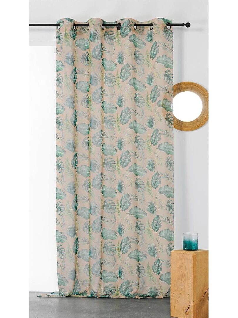 Voilage tamisant imprimé mini végétaux Beige