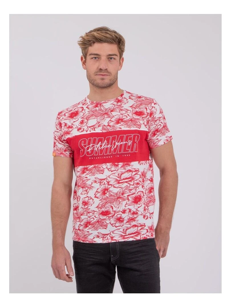 T shirt manches courtes col rond pur coton NOLIBA Rouge