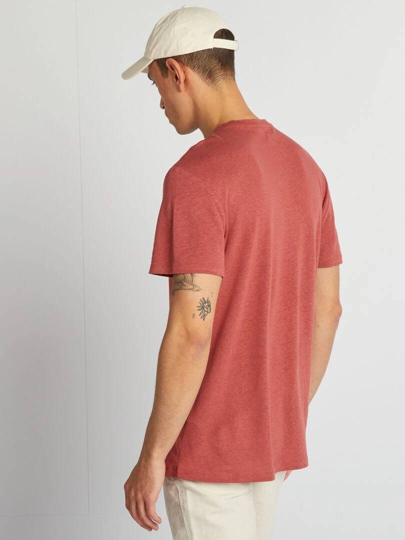 T shirt en lin mélangé   Brique