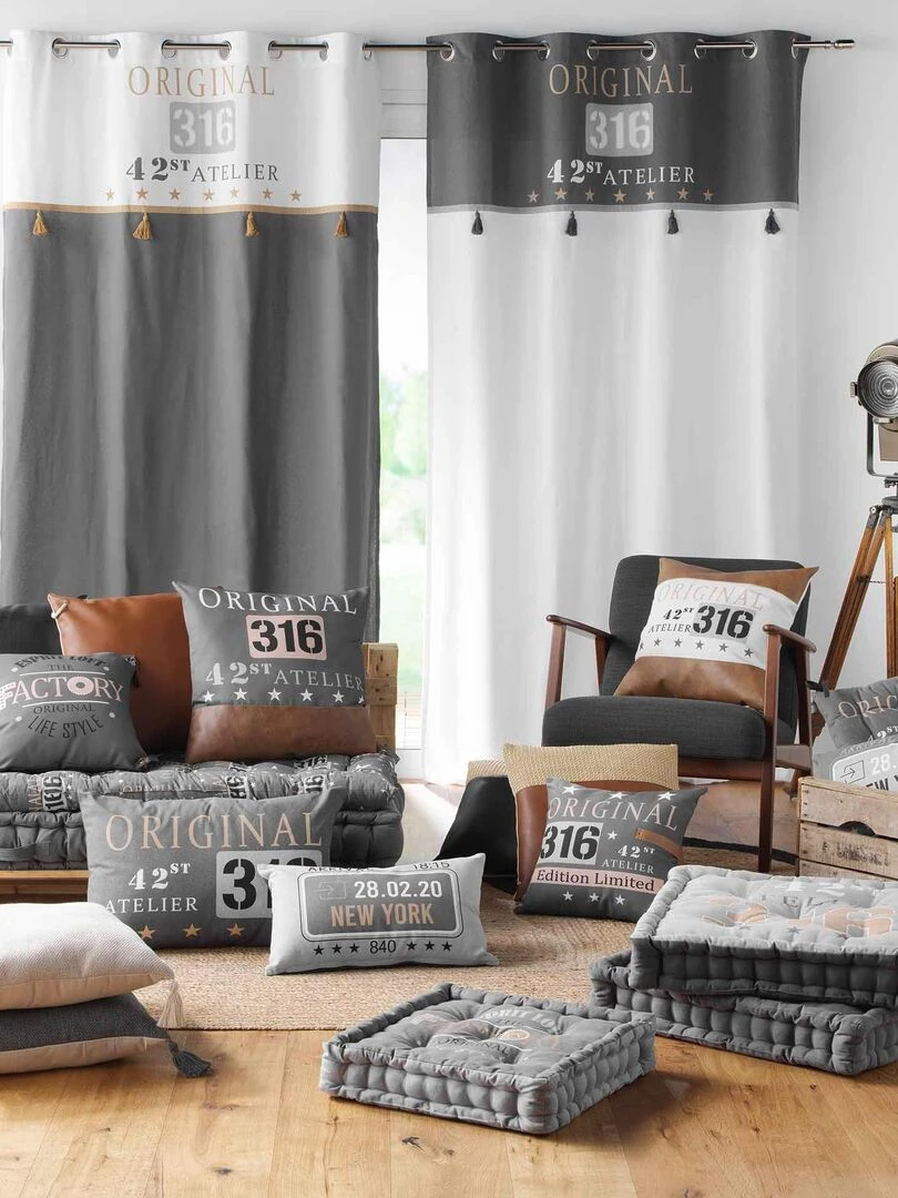 Coussin de sol coton 60 x 60 cm Loft douglas   Gris