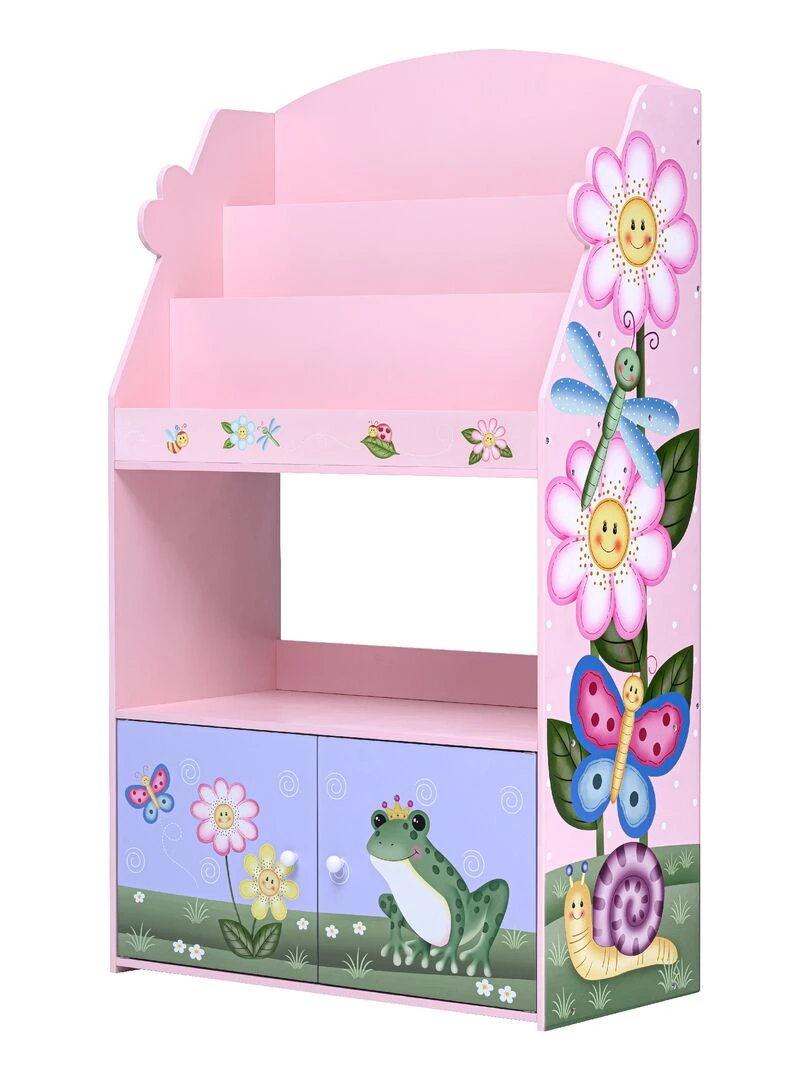 Bibliothèque enfant avec placard de rangement en bois rose fille Fantasy Fields TD 13394MG Multicolore
