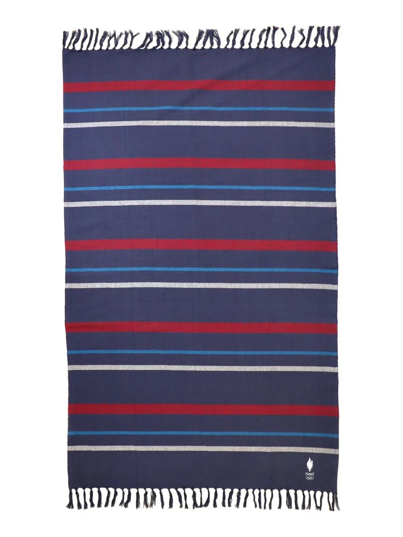 Fouta de bain 100% coton PARIS 2024 EQUIPE DE FRANCE OLYMPIQUE TRICOLORE Bleu marine