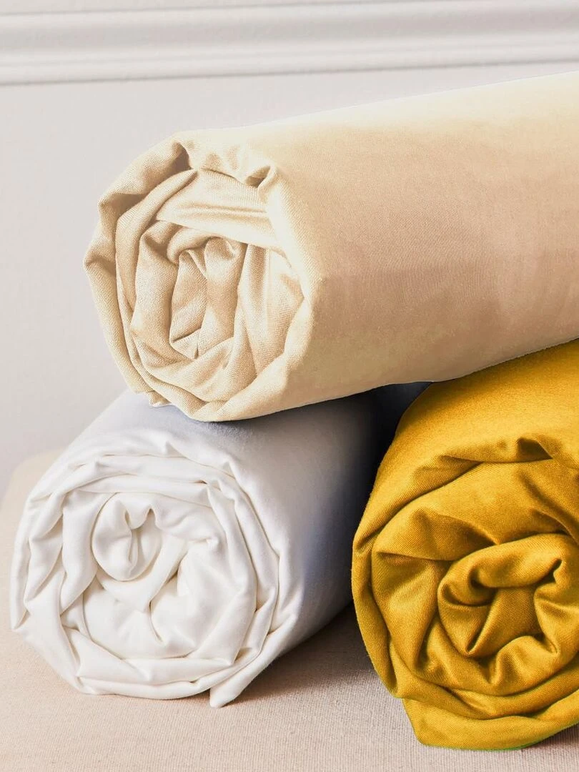 Future Home   Parure de lit 2 personnes en coton 57 fils imprimé curry   Jaune