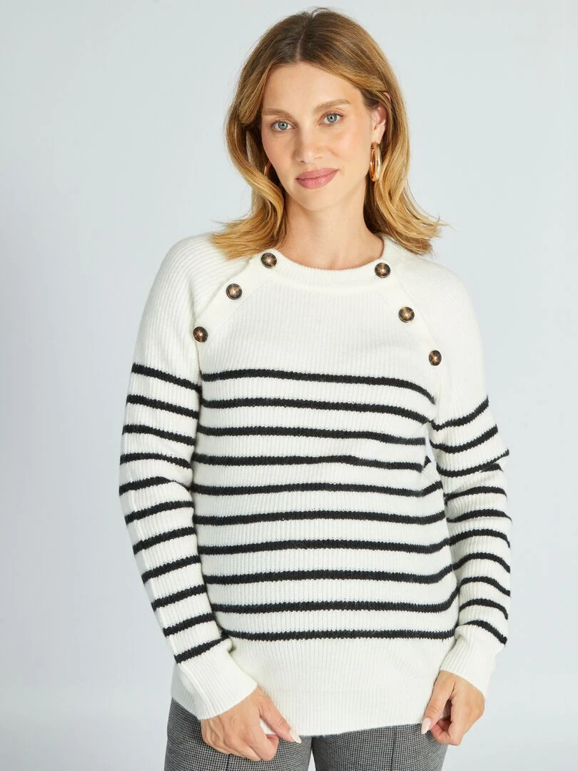 Pull grossesse et allaitement Blanc rayé