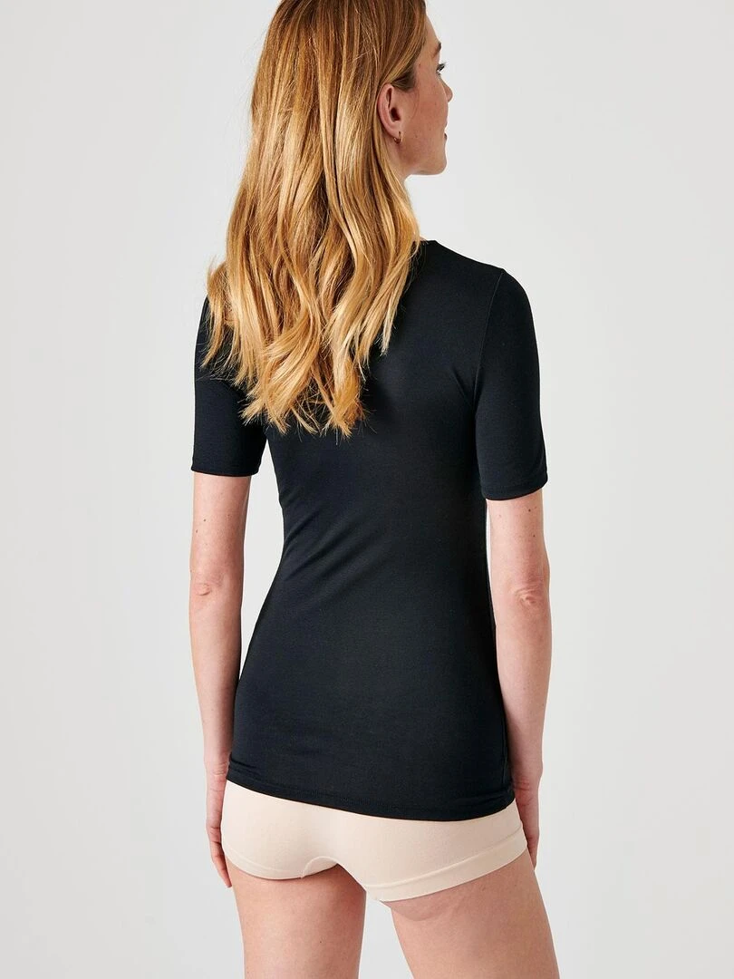 T shirt manches courtes Thermolactyl 10% soie   Damart   Noir