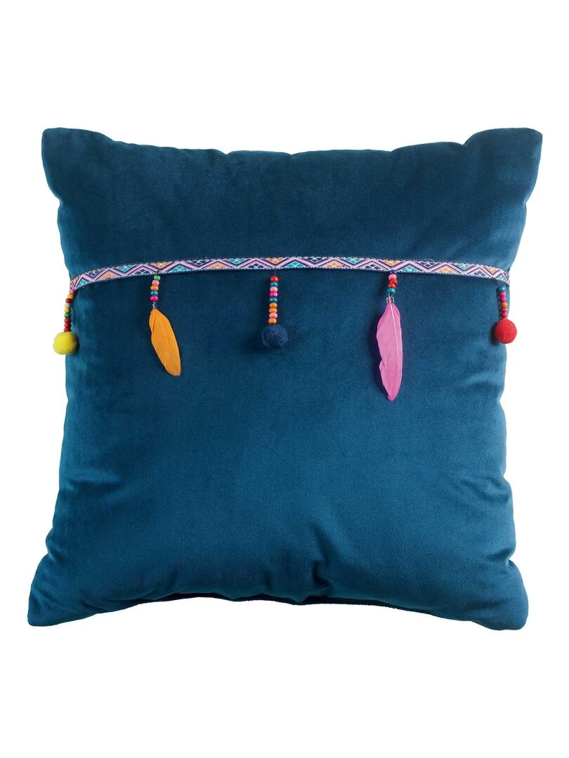 Coussin Velours Pampilles Collection Plumis Rose