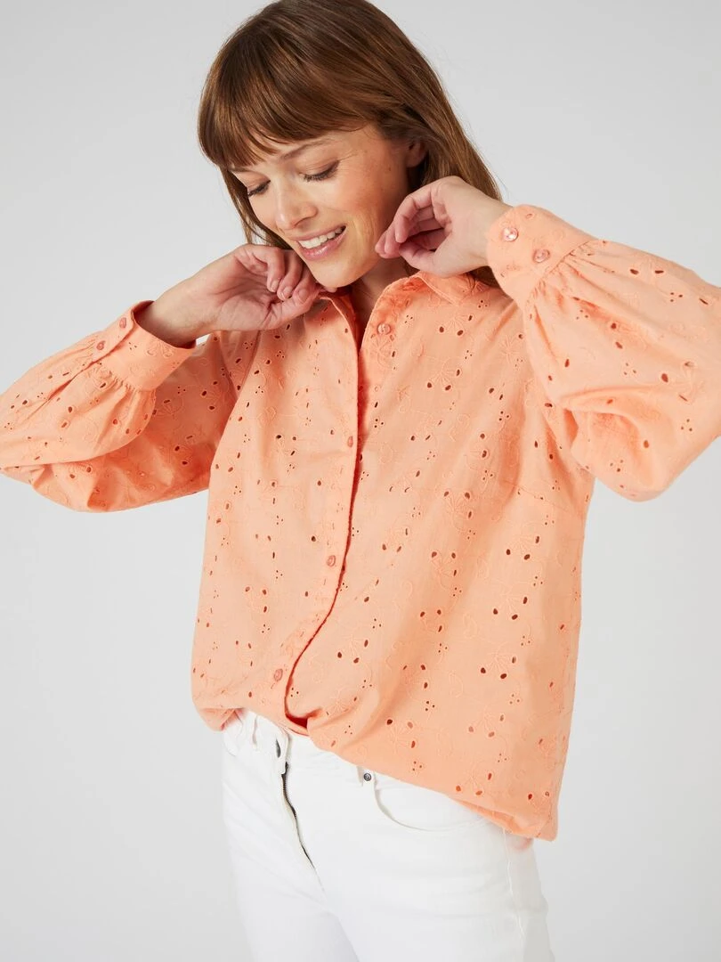 Chemisier broderie anglaise Damart Orange