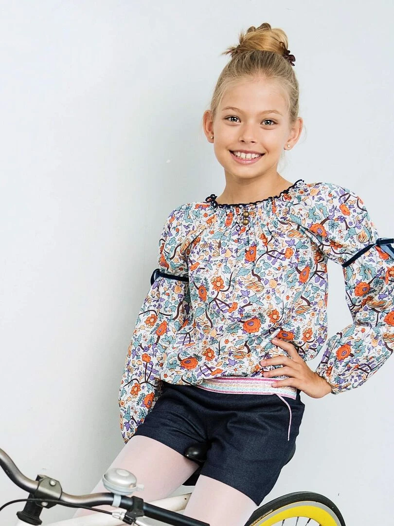 Short en Jean Intersaison Fille  Ceinture à Paillettes  POUPETTE   'LA FAUTE A VOLTAIRE'   Bleu foncé