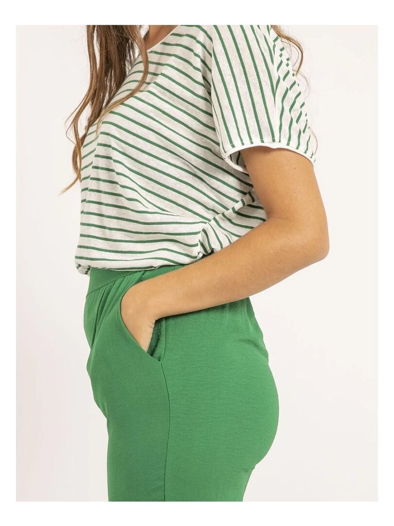T shirt col V rayures FERKUS   Vert