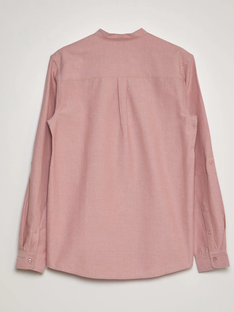 Chemise oxford col mao Rouge